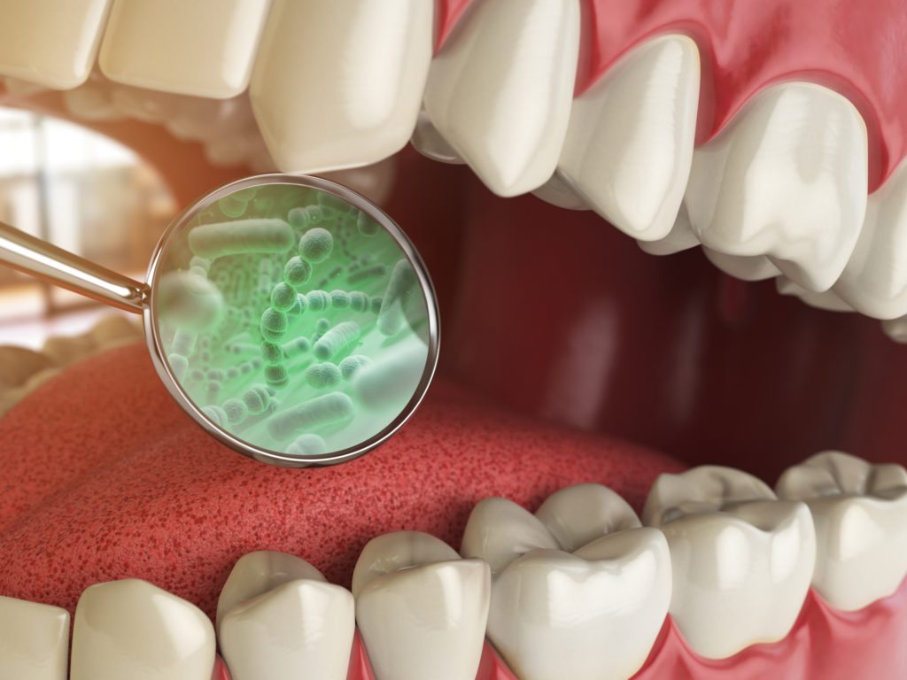 Bacterias and viruses around tooth 3d stock photo